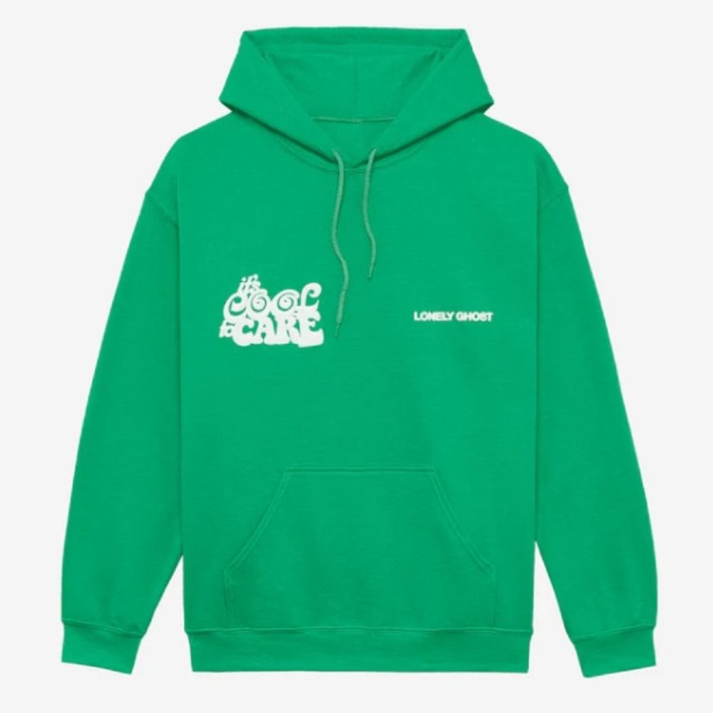 Lonely Ghost Cool To Care Swirly Heavyweight Hoodie Sweatshirt | Green | …